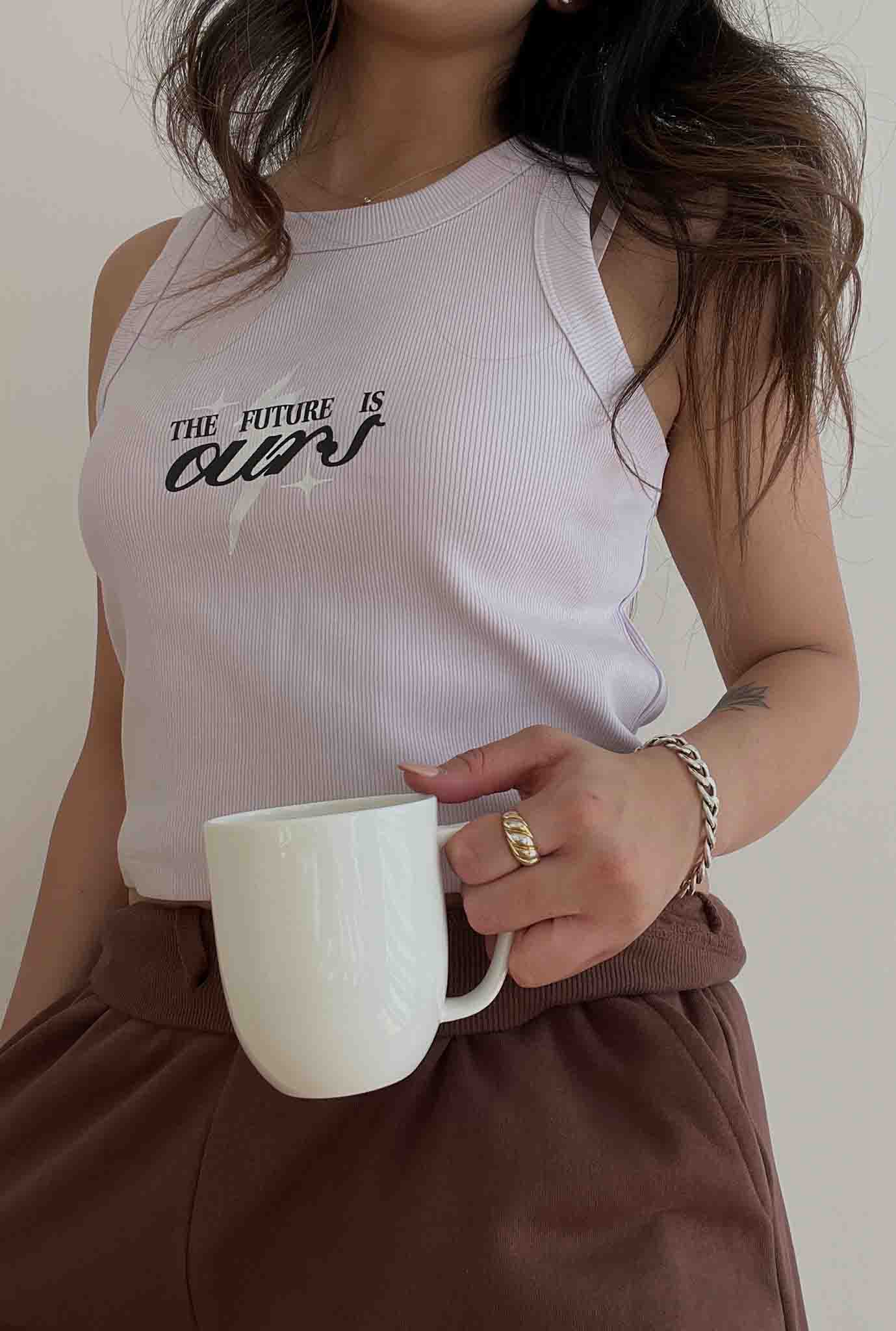 The Future is Ours Ribbed Tank - Orchid