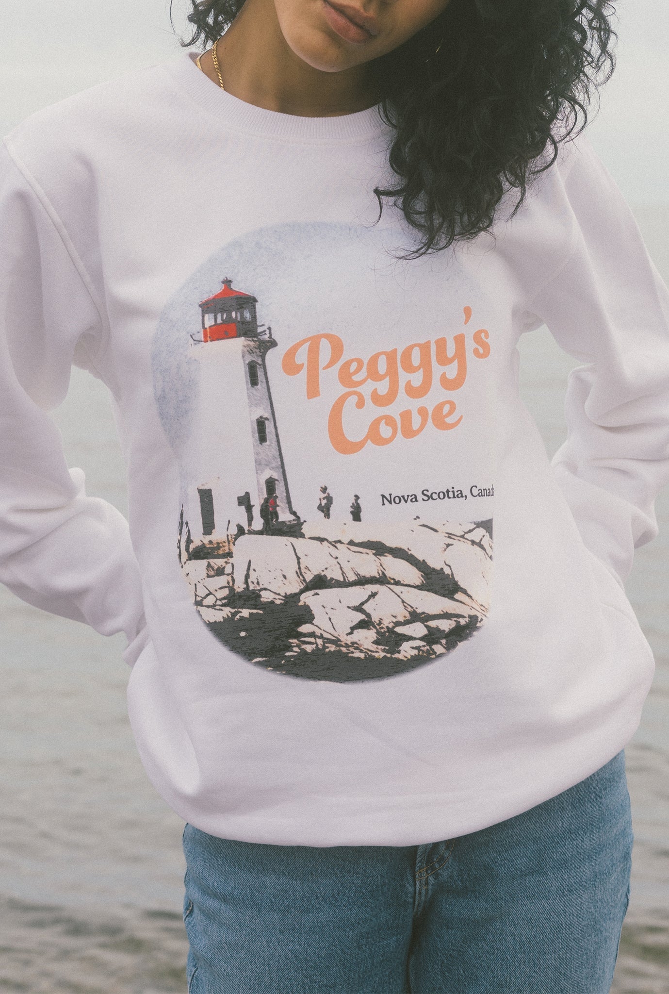 Peggys Cove Post Card Crewneck - White