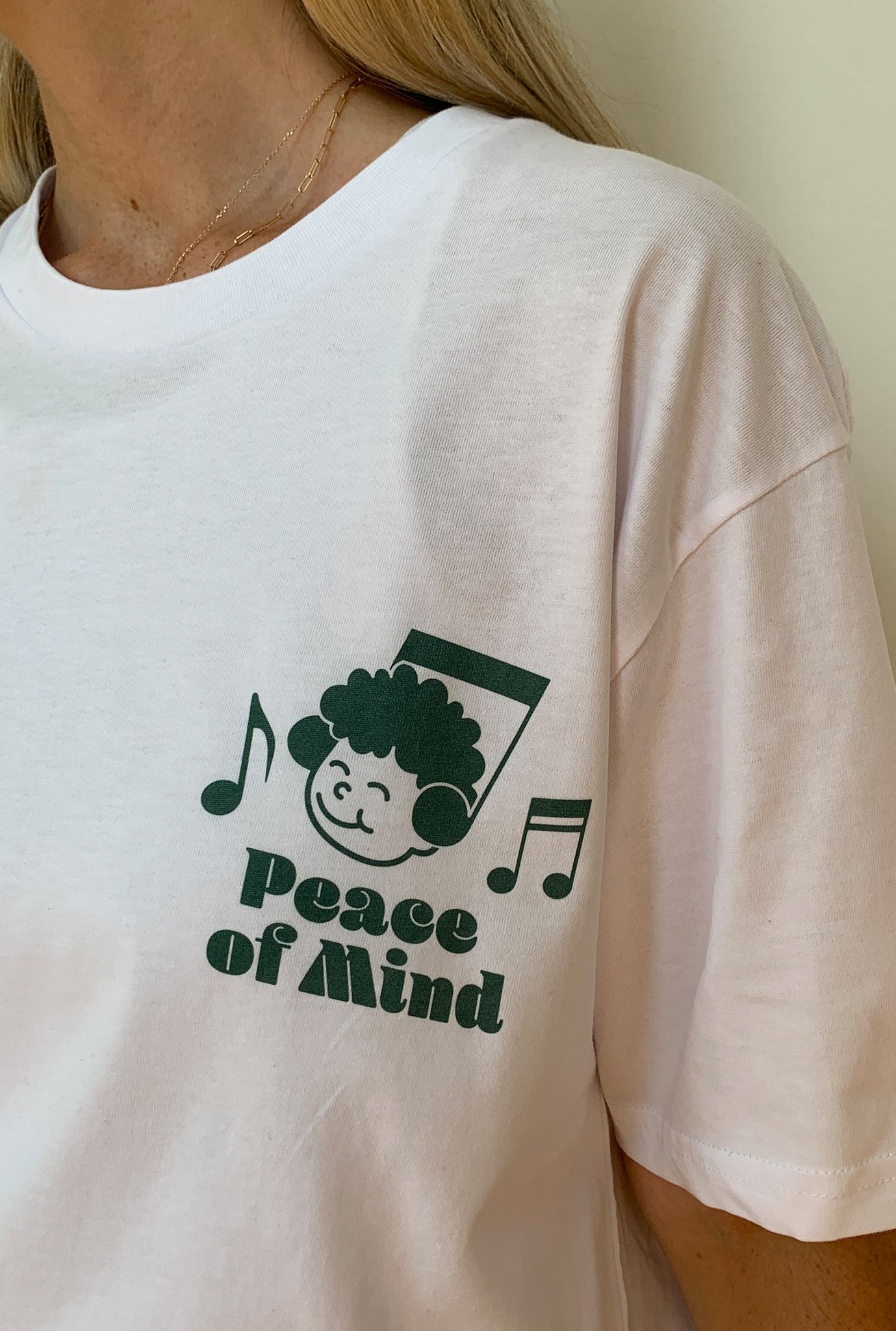 Peace of Mind Music Notes Graphic T-Shirt - White