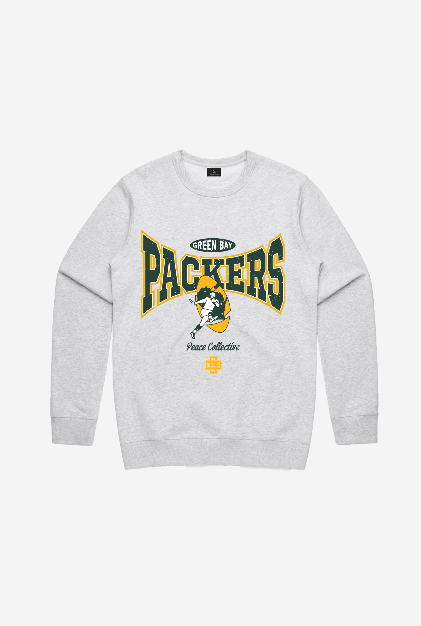 Green Bay Packers Washed Graphic Crewneck - Ash