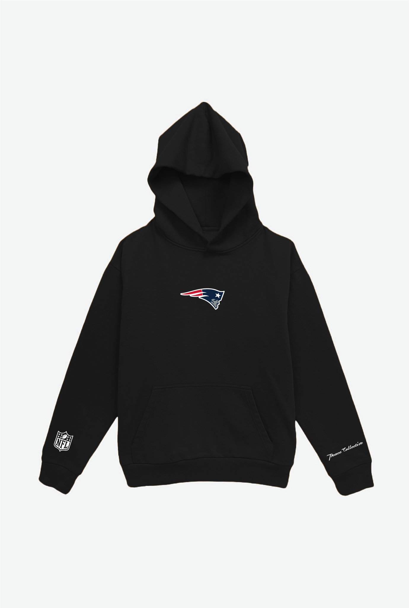Schwerer Kapuzenpullover mit Logo der New England Patriots - Schwarz