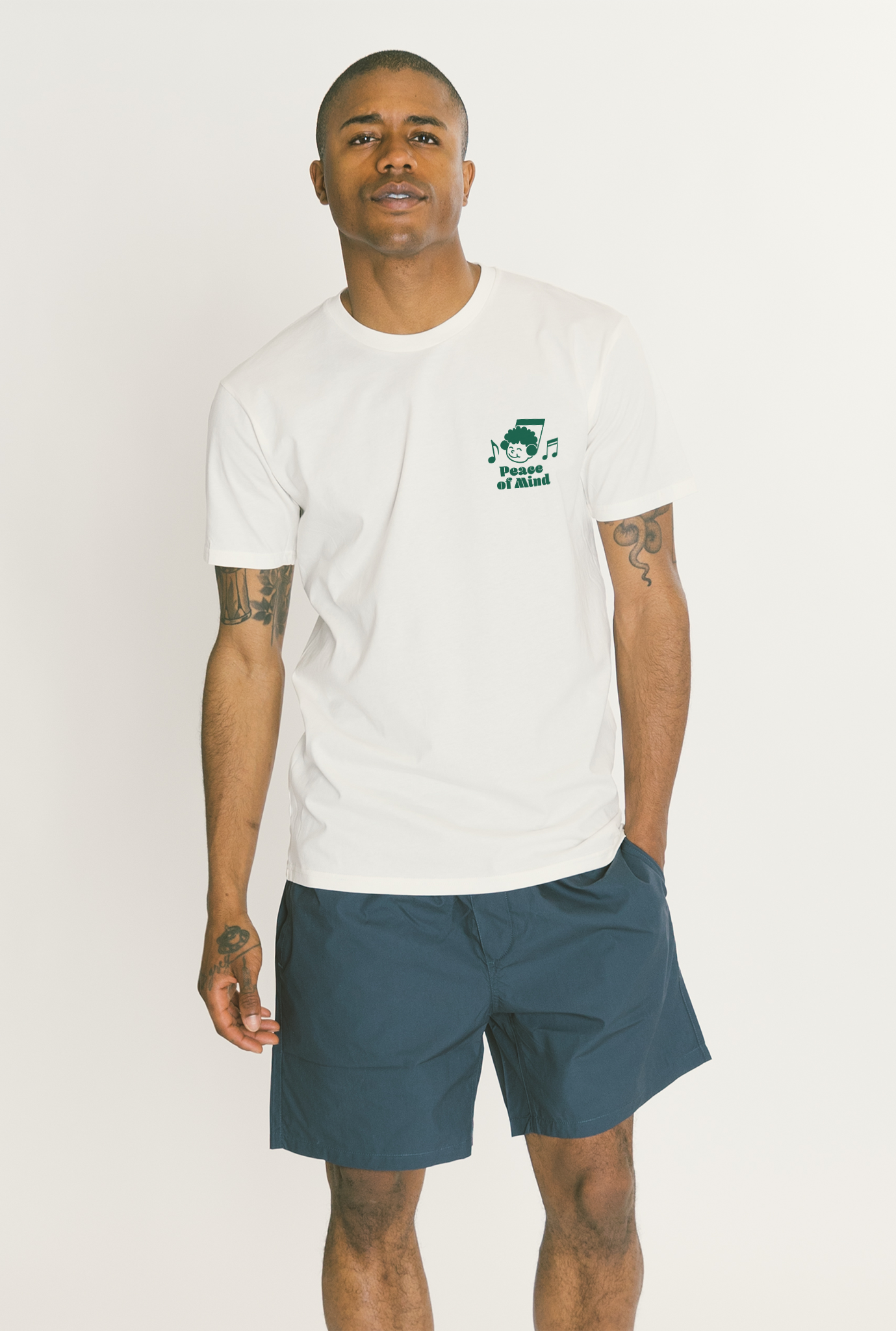Peace of Mind Music Notes Graphic T-Shirt - White