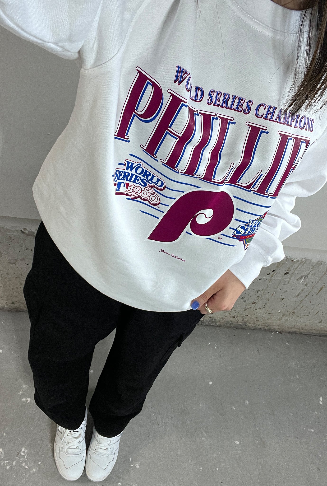 Pull ras du cou rétro des Philadelphia Phillies - Blanc