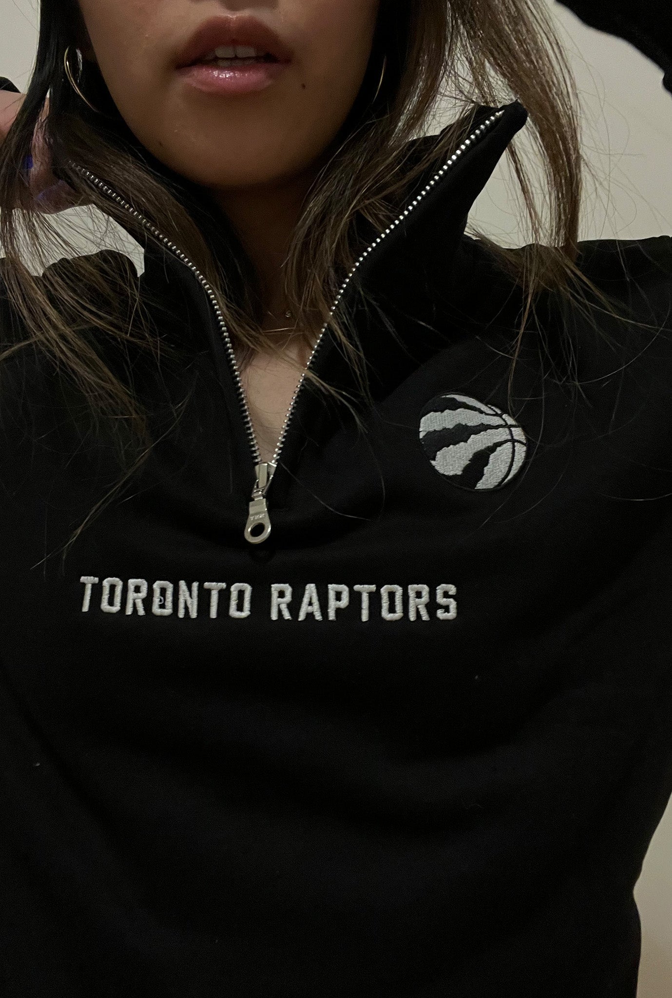 Toronto Raptors Pullover mit Viertelreißverschluss – Schwarz