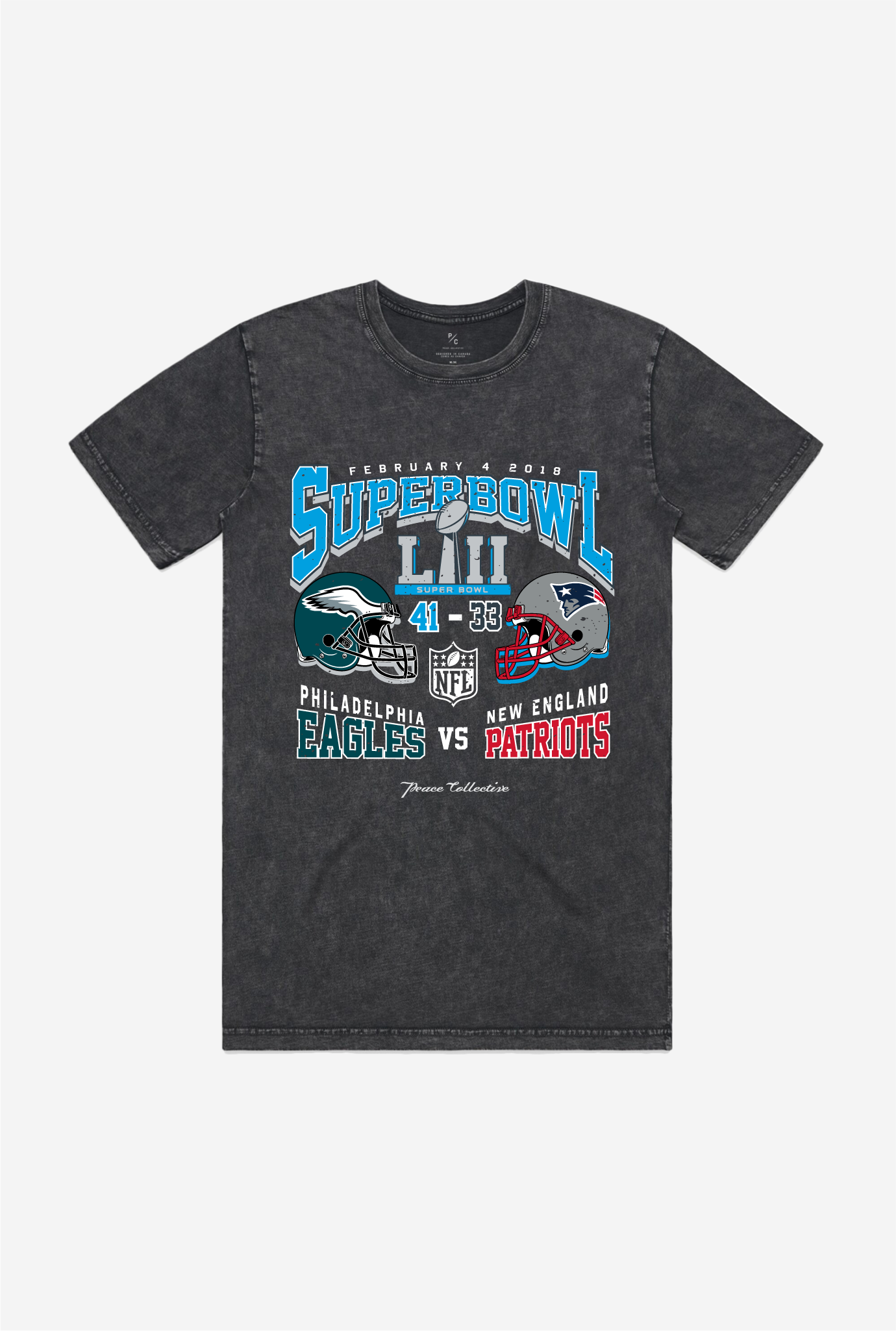 Super Bowl LII: Philadelphia Eagles vs New England Patriots Stonewashed T-Shirt - Black