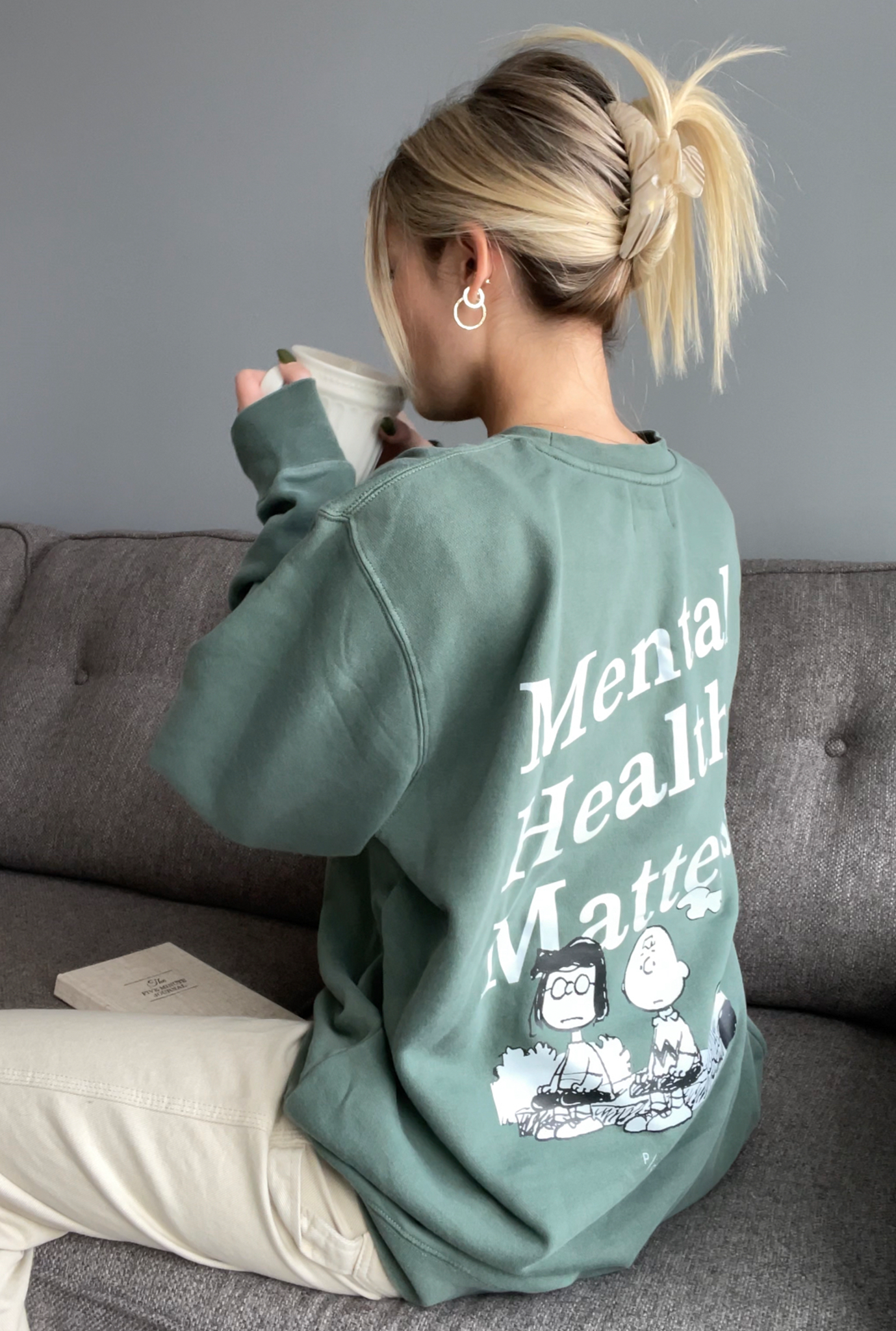 Peanuts Mental Health Matters Crewneck - Sage