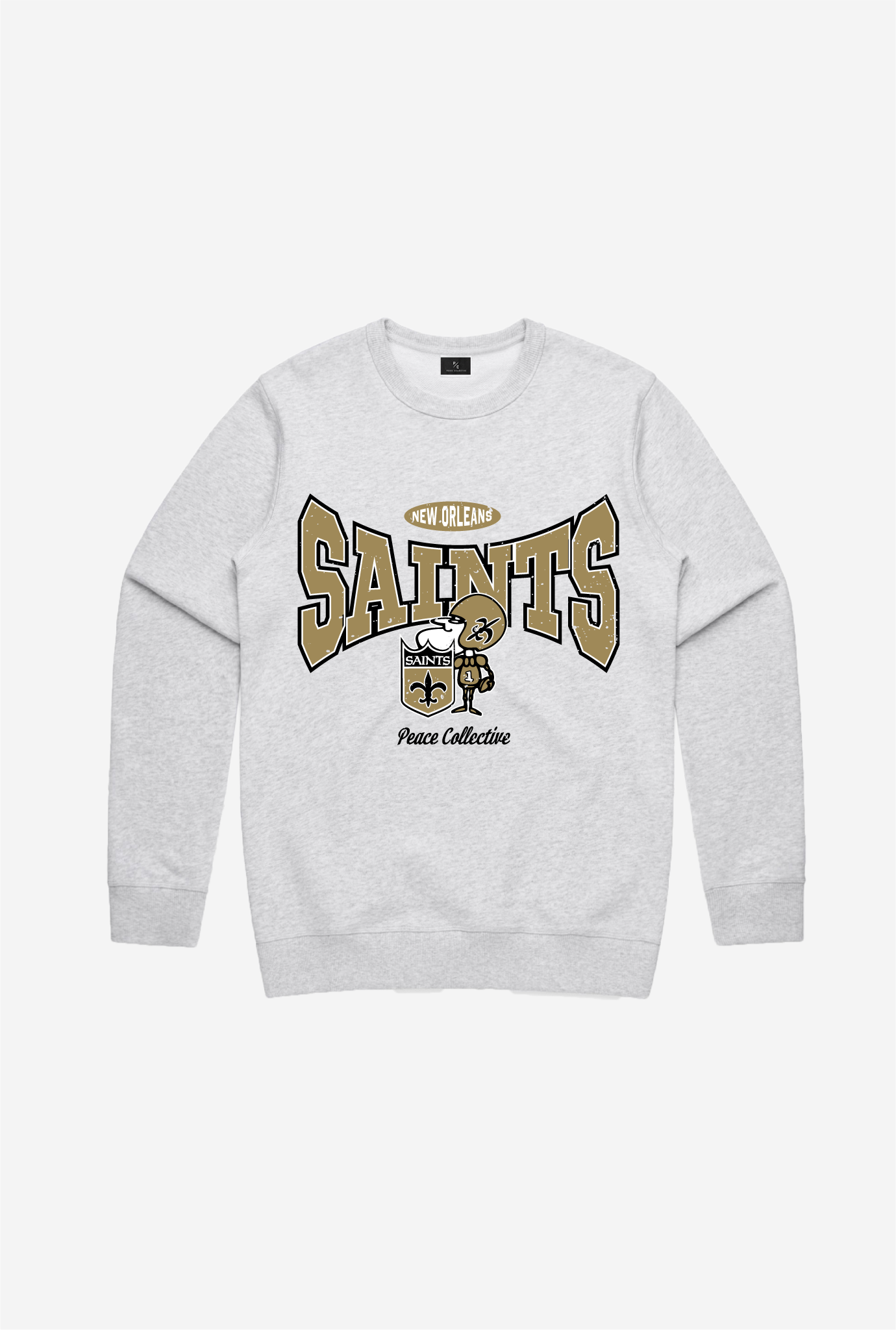 New Orleans Saints Washed Graphic Crewneck - Ash