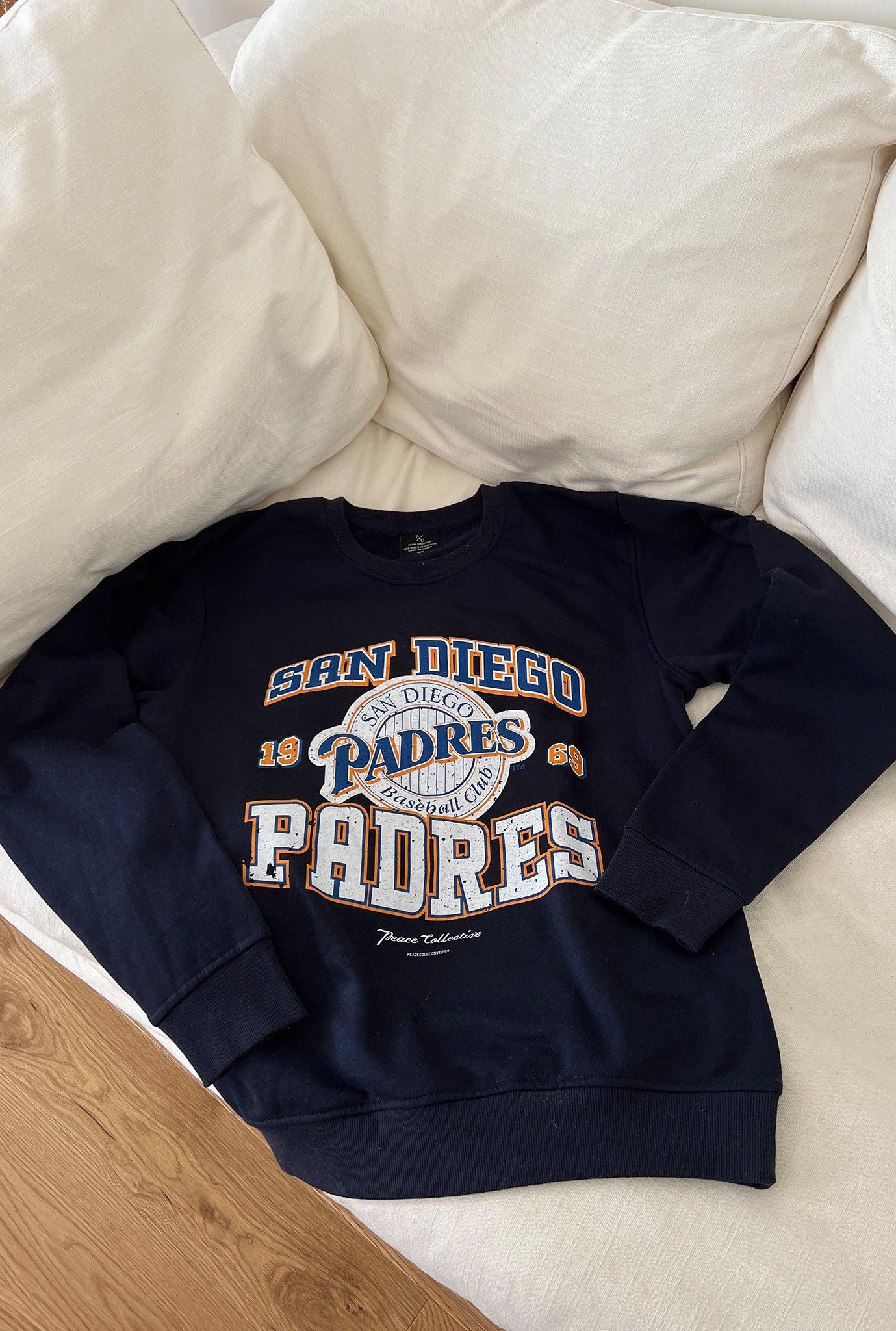 San Diego Padres Vintage Washed Crewneck - Navy