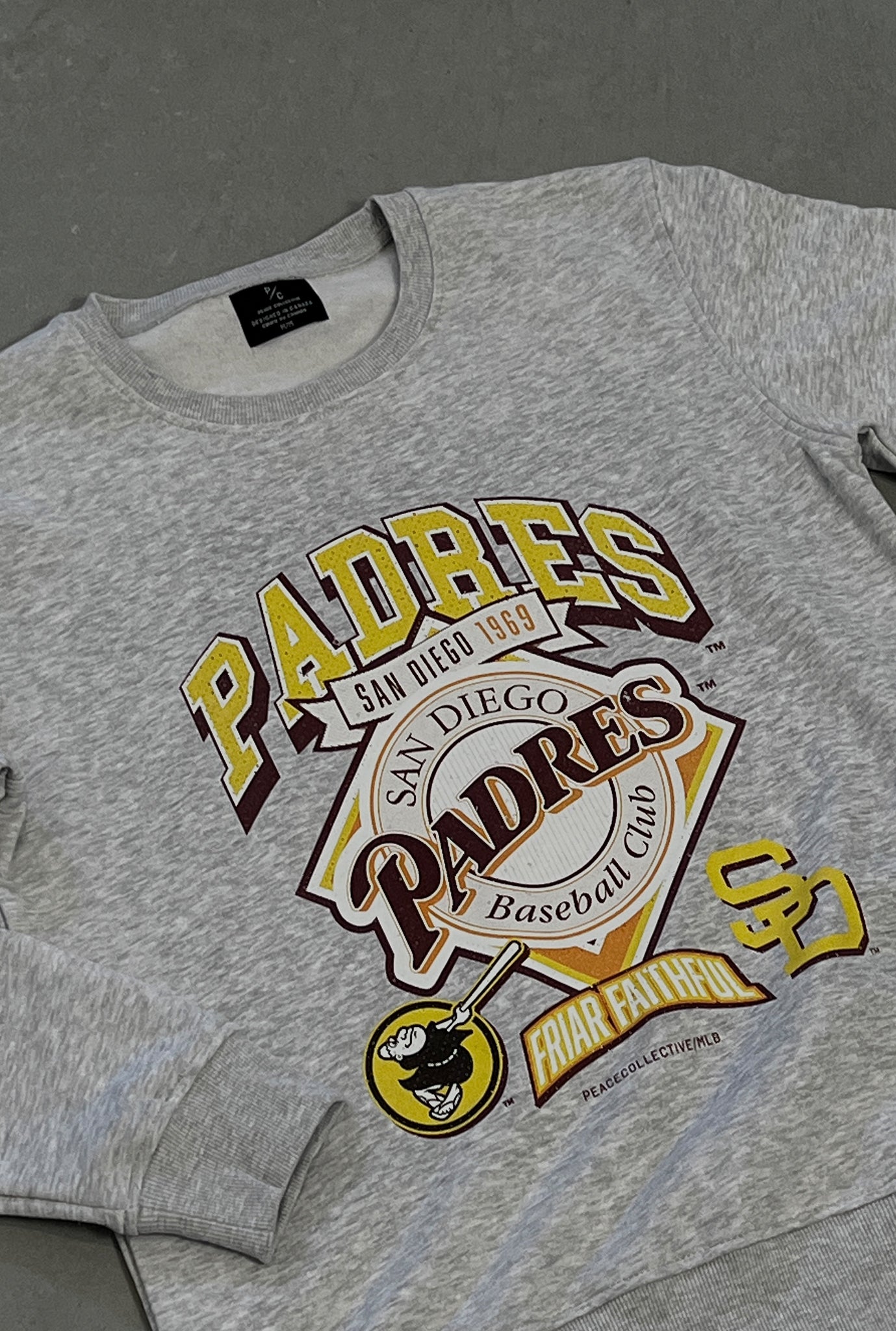 San Diego Padres Vintage Cooperstown Collection Crewneck - Ash