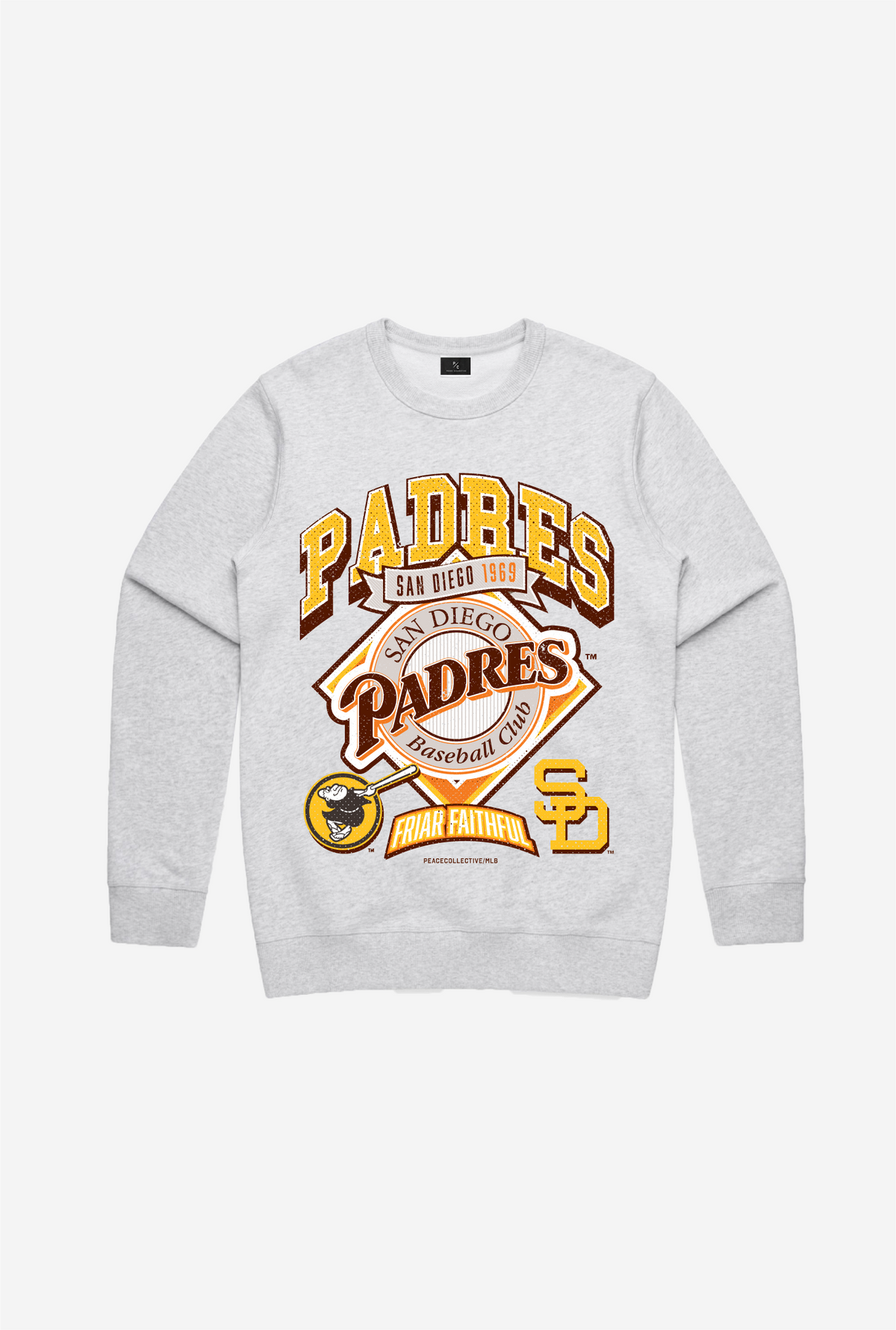 San Diego Padres Vintage Cooperstown Collection Crewneck - Ash