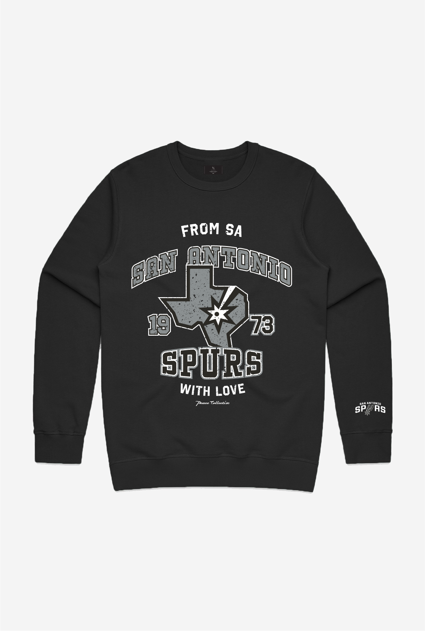 San Antonio Spurs Washed Crewneck - Black