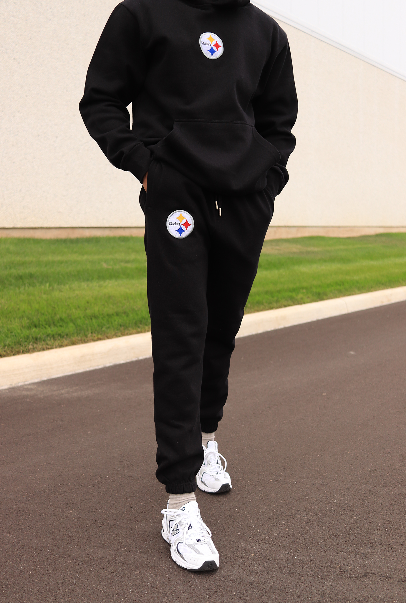 Pantalon de jogging épais avec logo des Steelers de Pittsburgh - Noir