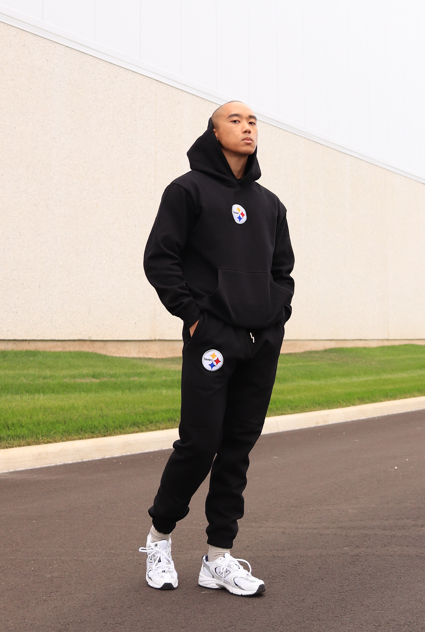 Pantalon de jogging épais avec logo des Steelers de Pittsburgh - Noir