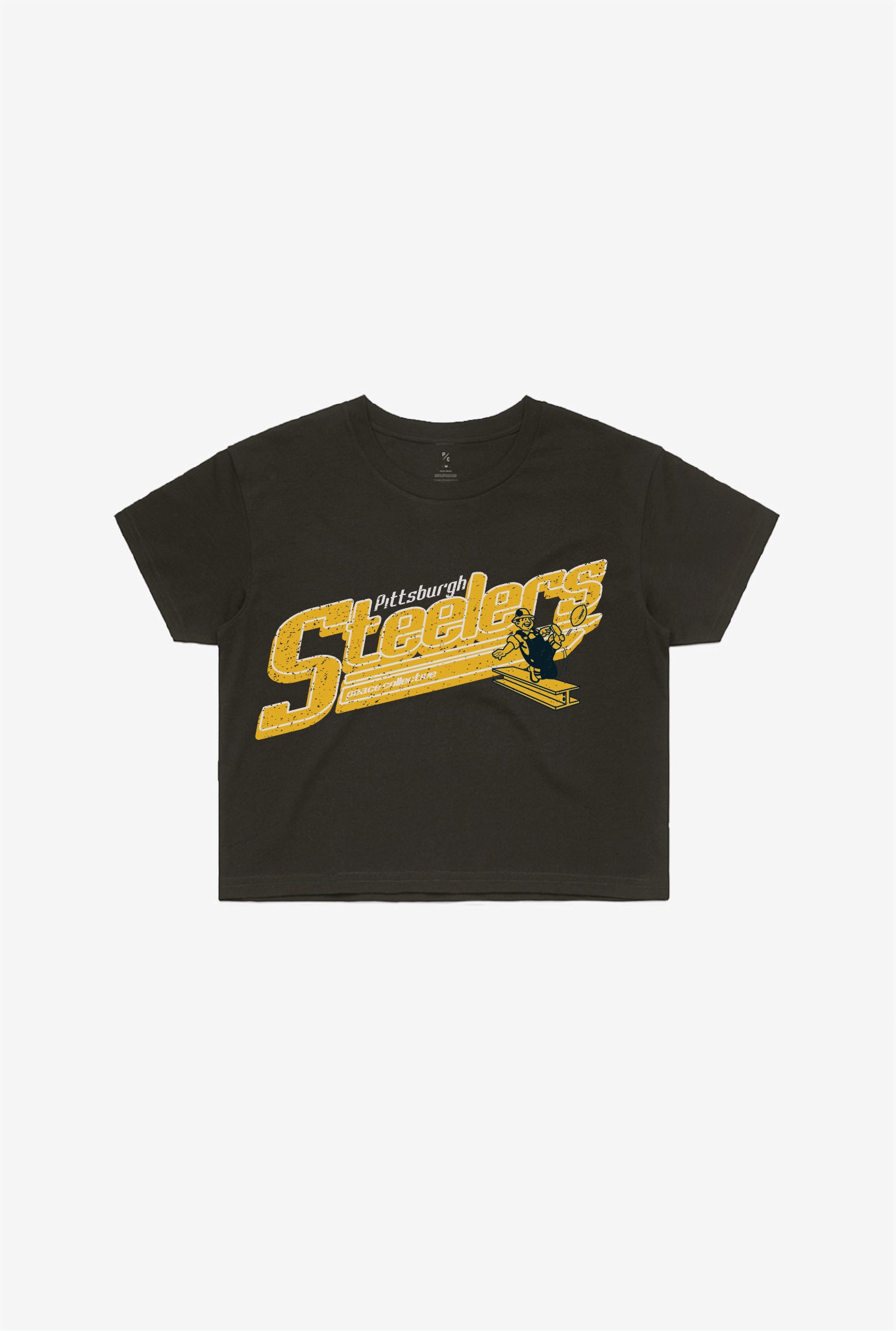 Pittsburgh Steelers Vintage Cropped T-Shirt - Black