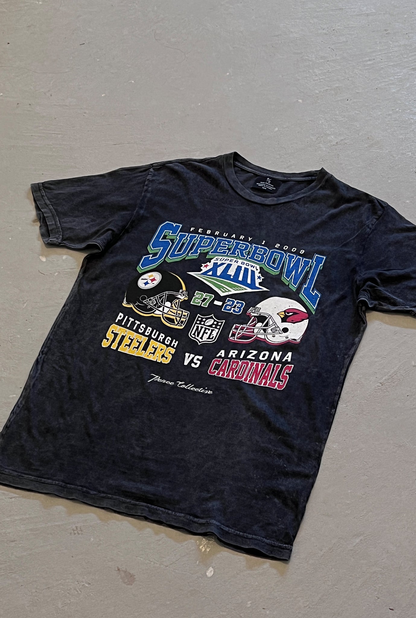 Super Bowl XLIII: Pittsburgh Steelers vs Arizona Cardinals Stonewashed T-Shirt - Black
