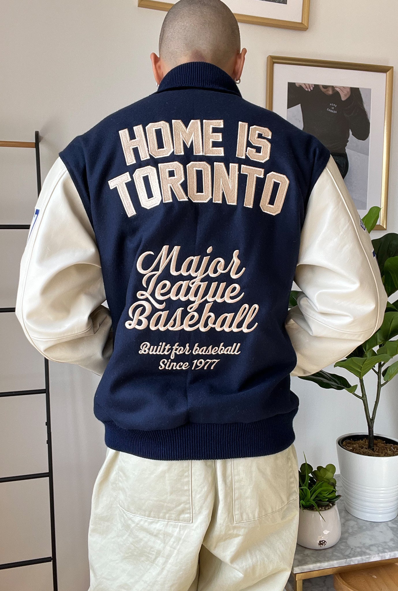 Toronto Blue Jays Patch Letterman-Jacke - Marineblau und Creme
