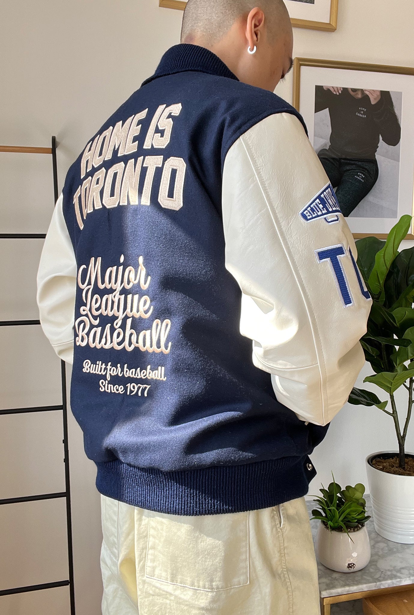 Toronto Blue Jays Patch Letterman-Jacke - Marineblau und Creme