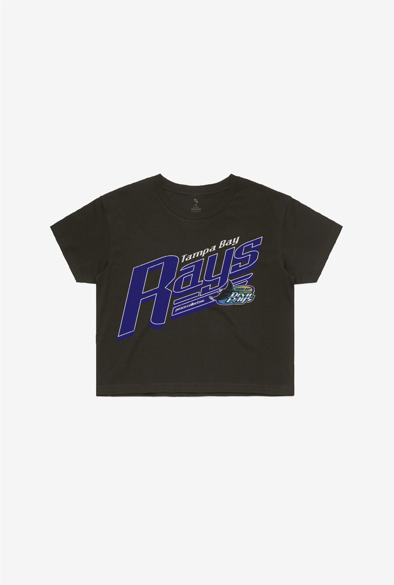 Tampa Bay Rays Vintage Cropped T-Shirt - Black