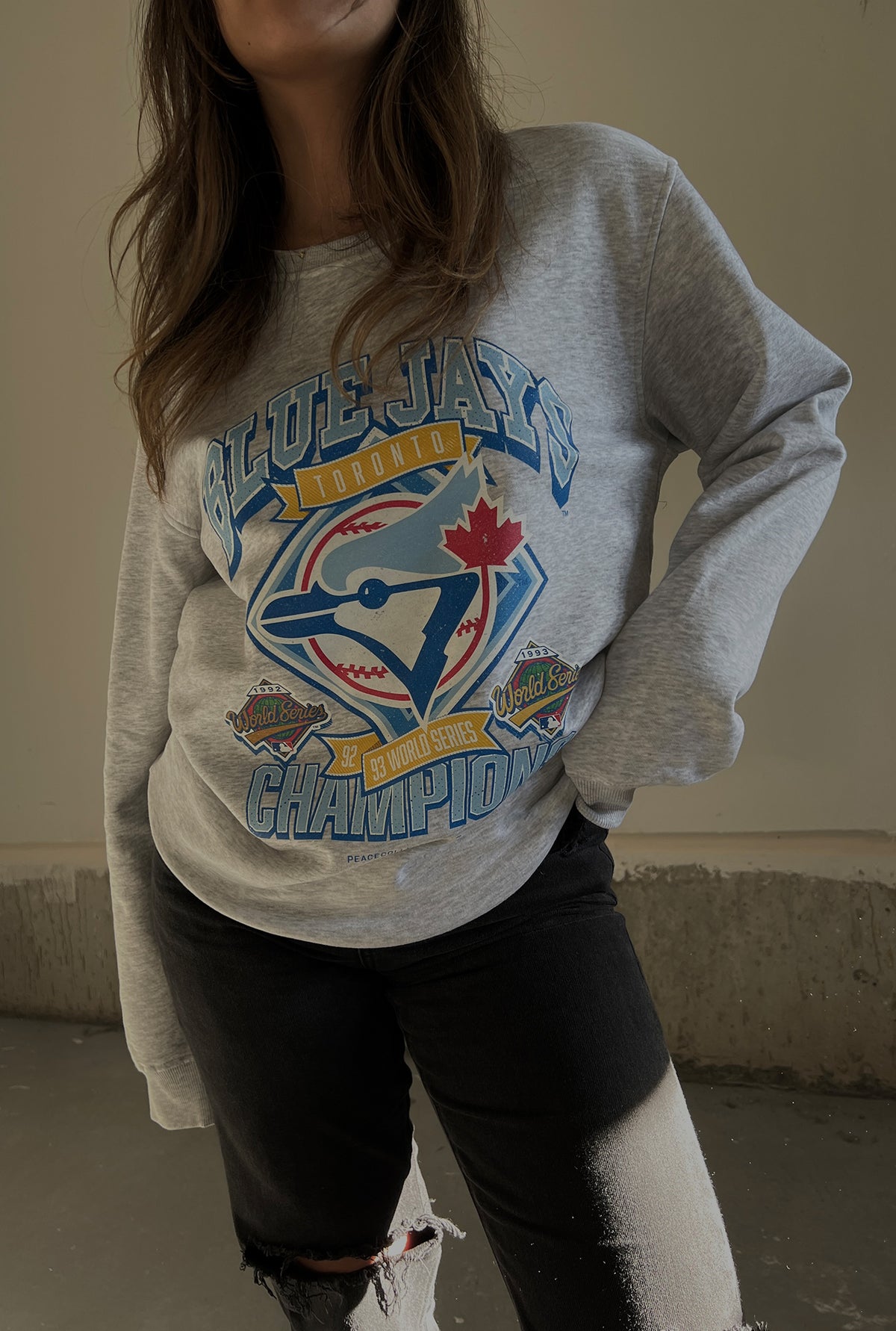 Toronto Blue Jays Vintage Cooperstown Collection Crewneck - Ash