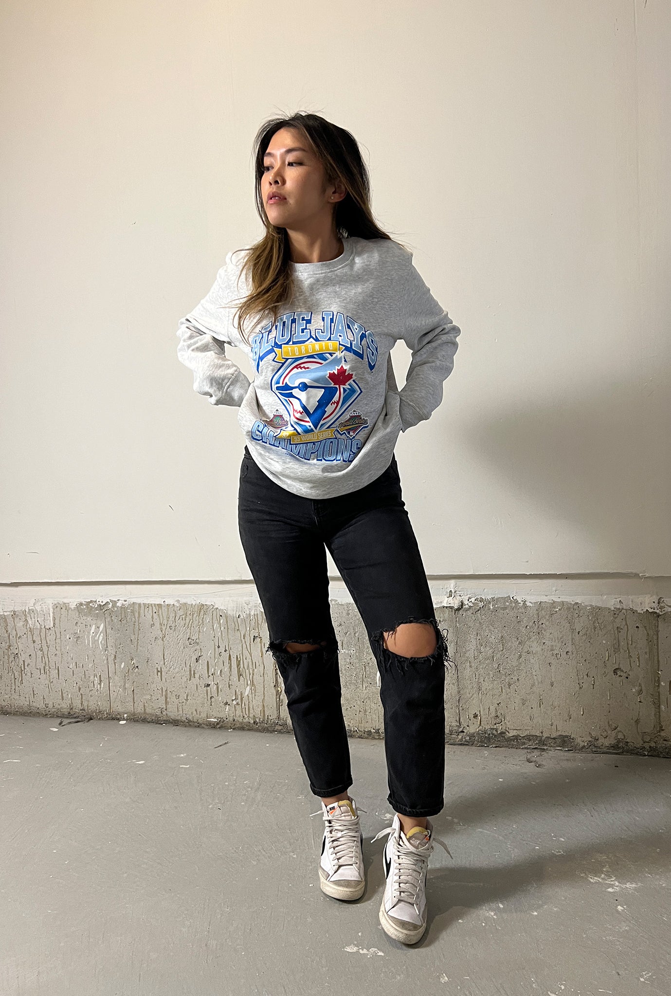 Toronto Blue Jays Vintage Cooperstown Collection Crewneck - Ash