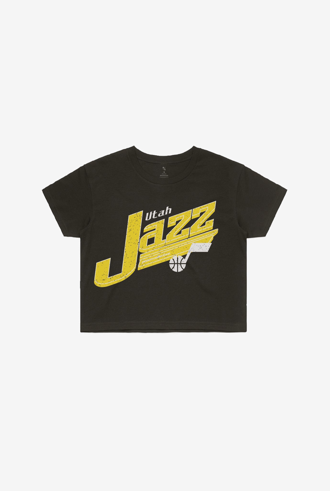 Utah Jazz Pigment Dye Cropped T-Shirt - Black