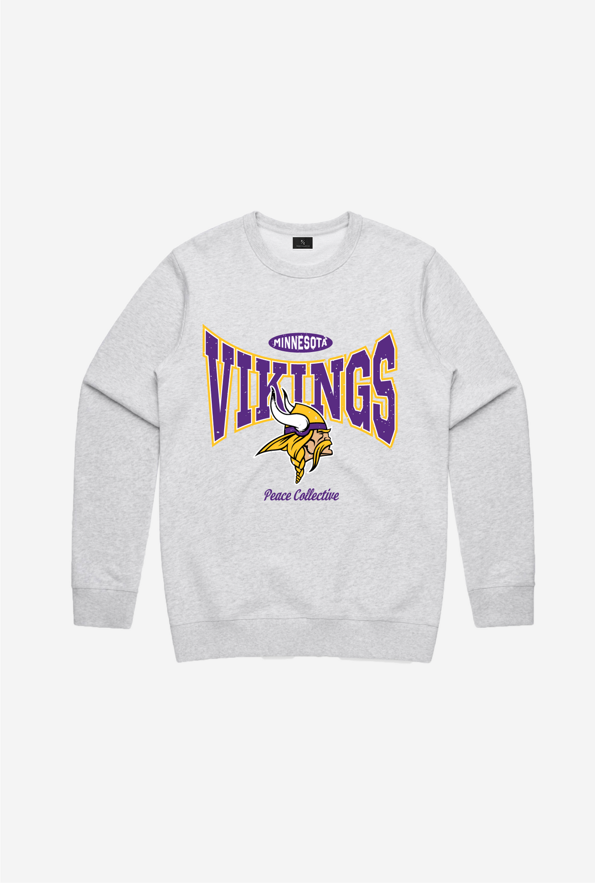 Minnesota Vikings Washed Graphic Crewneck - Ash