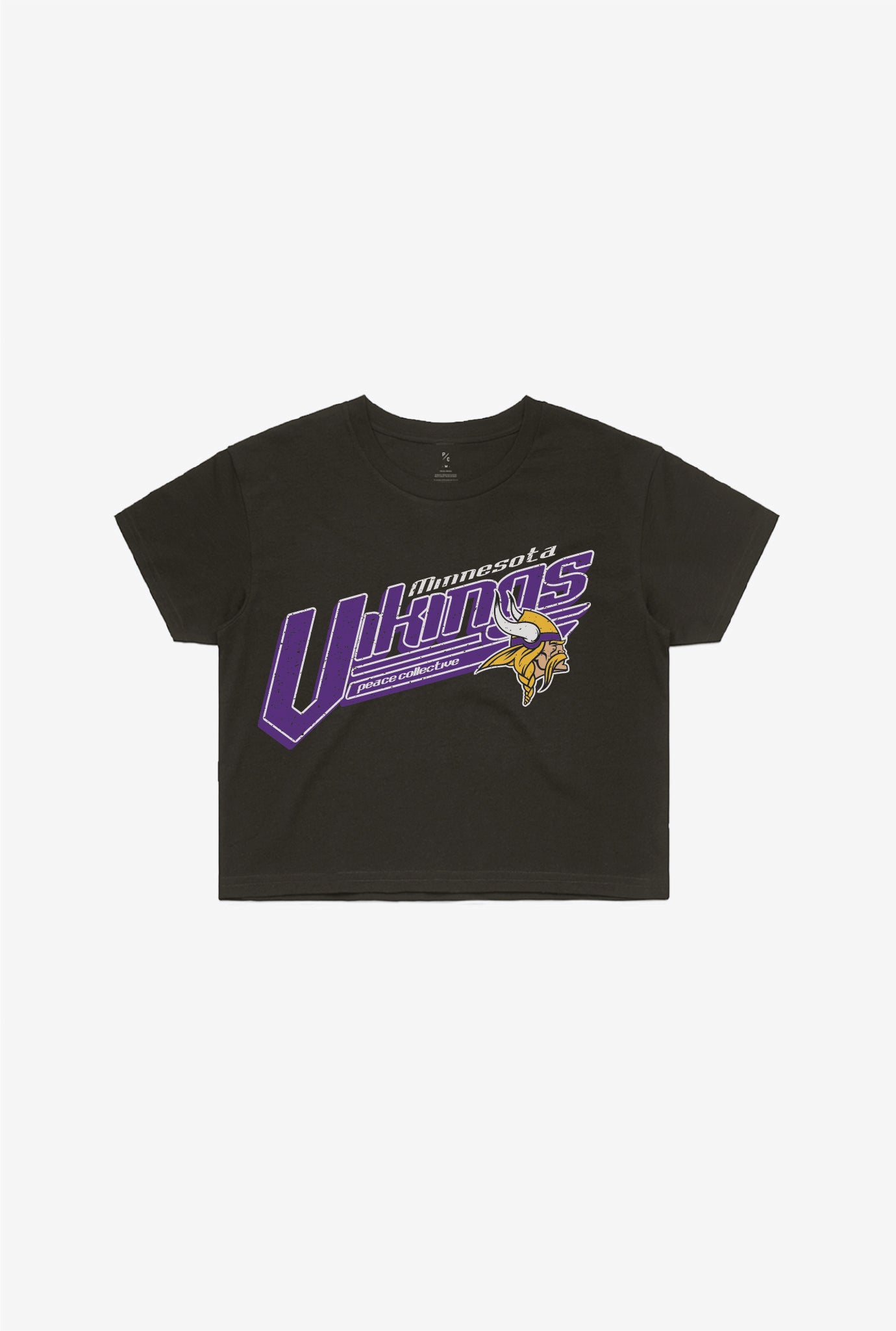 Minnesota Vikings Vintage Cropped T-Shirt - Black
