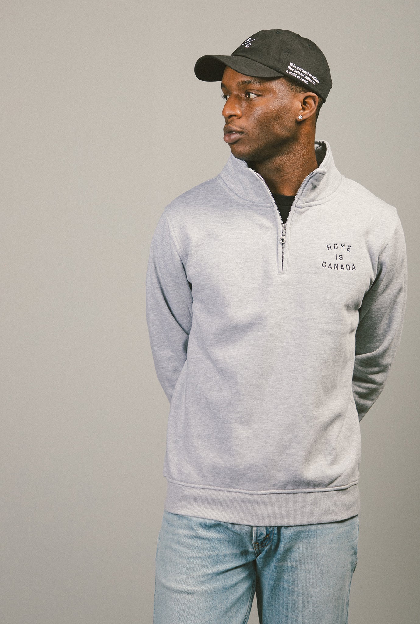 Home is Canada Pullover mit Viertelreißverschluss - Grau