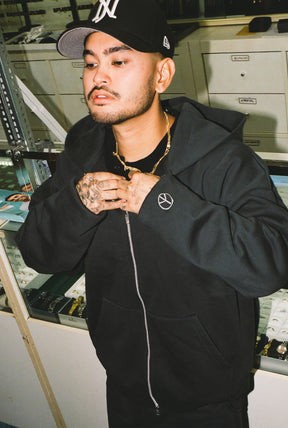 Peace Emblem SuperHeavy™️ Full Zip Hoodie - Off Black