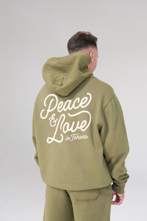 Peace & Love in Toronto Heavyweight Hoodie - Olive