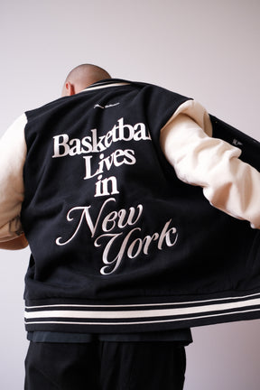 Basketball Lives in New York Letterman Jacket - Black/Cream