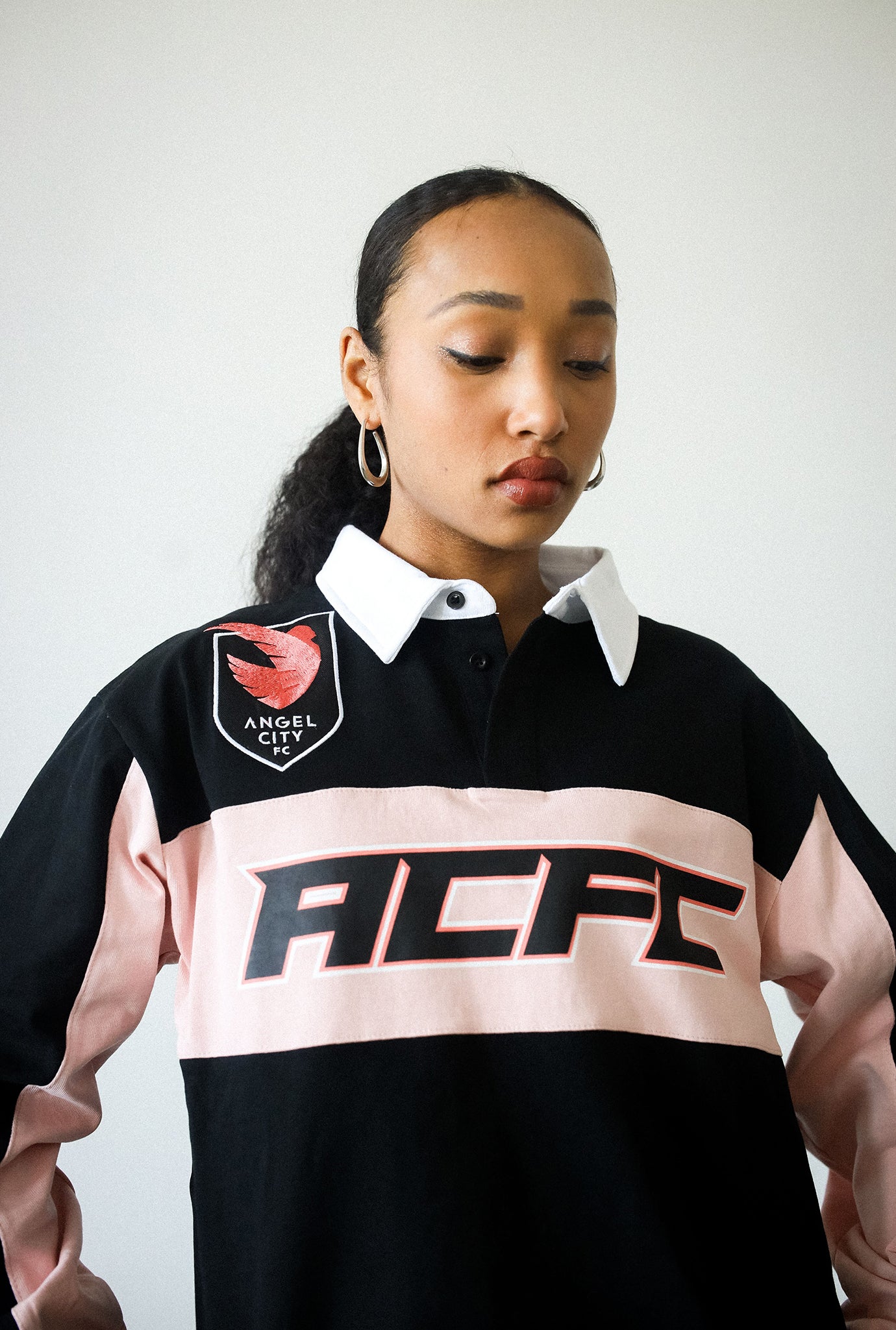 Polo de rugby Angel City FC - Negra / Rosa