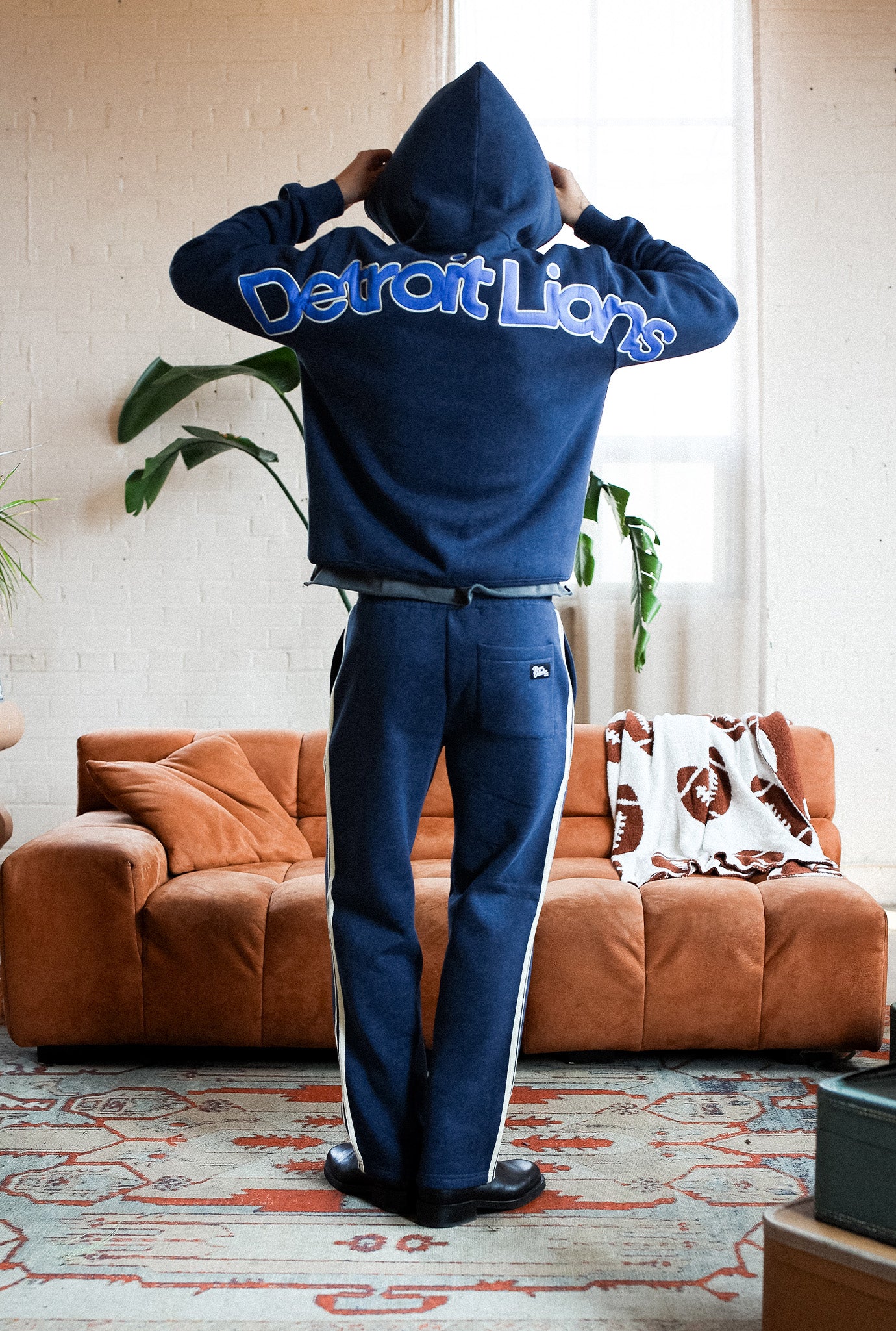 Detroit Lions Sport Through Texture Garment Dye Track Pants - True Navy