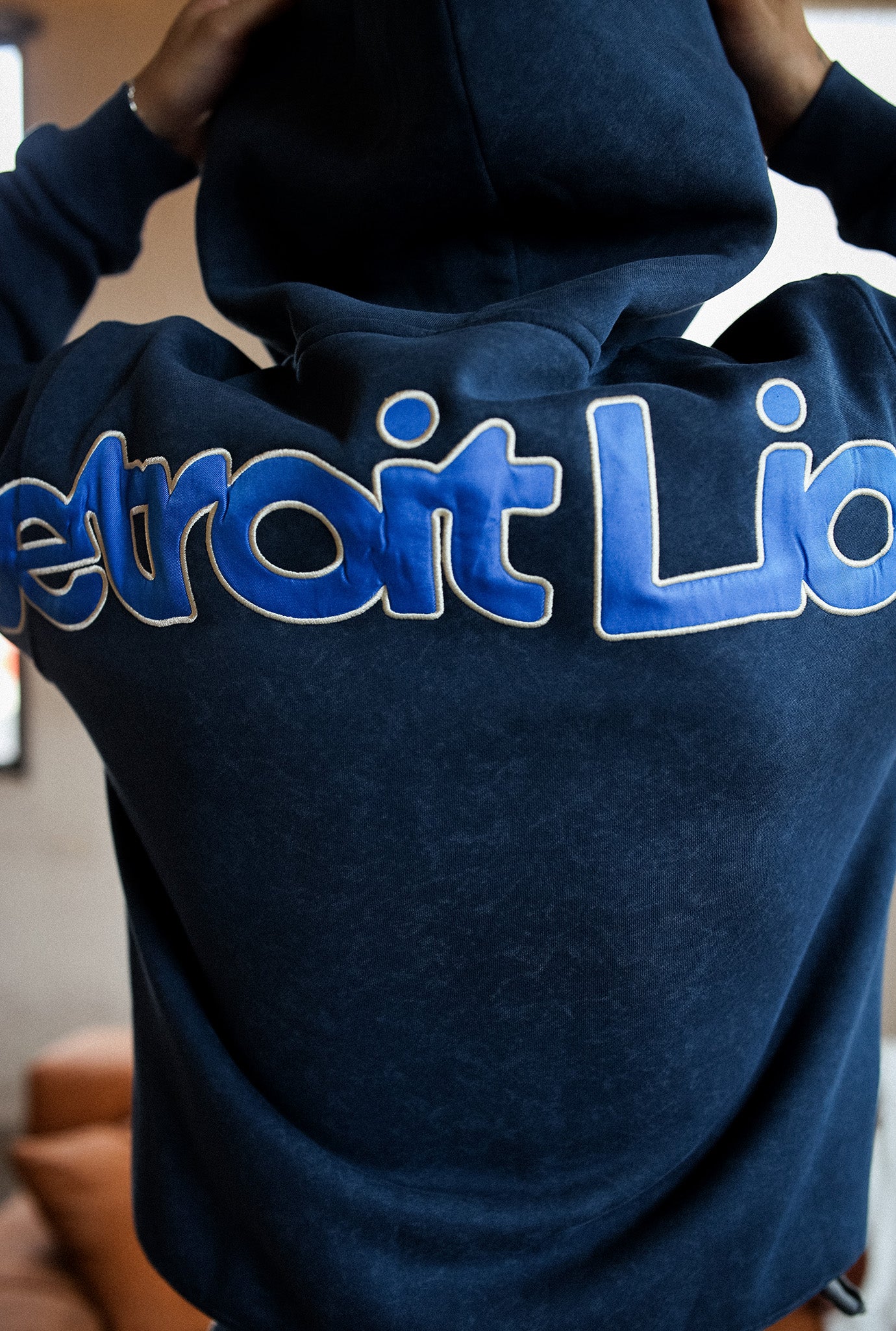 Detroit Lions Sport Through Texture Heavyweight Full Zip Hoodie - Navy