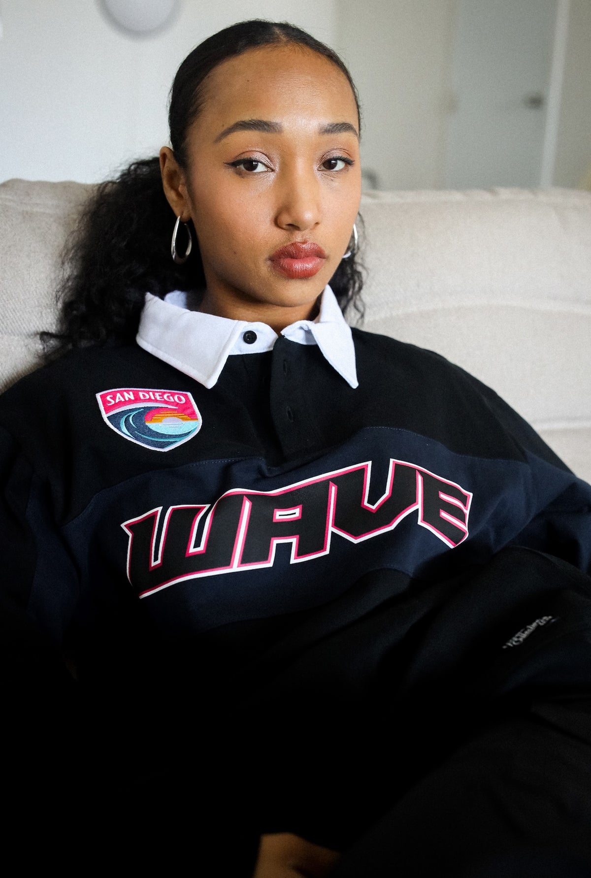 San Diego Wave FC Rugby Polo - Black / Navy