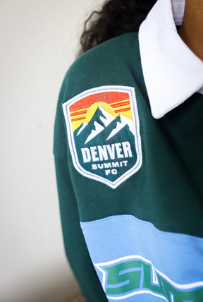 Denver Summit FC Rugby Long Sleeve Polo - Evergreen / Blue
