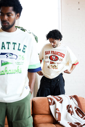 San Francisco 49ers Vintage Clubhouse Colour Blocked Heavyweight T-Shirt - Ivory