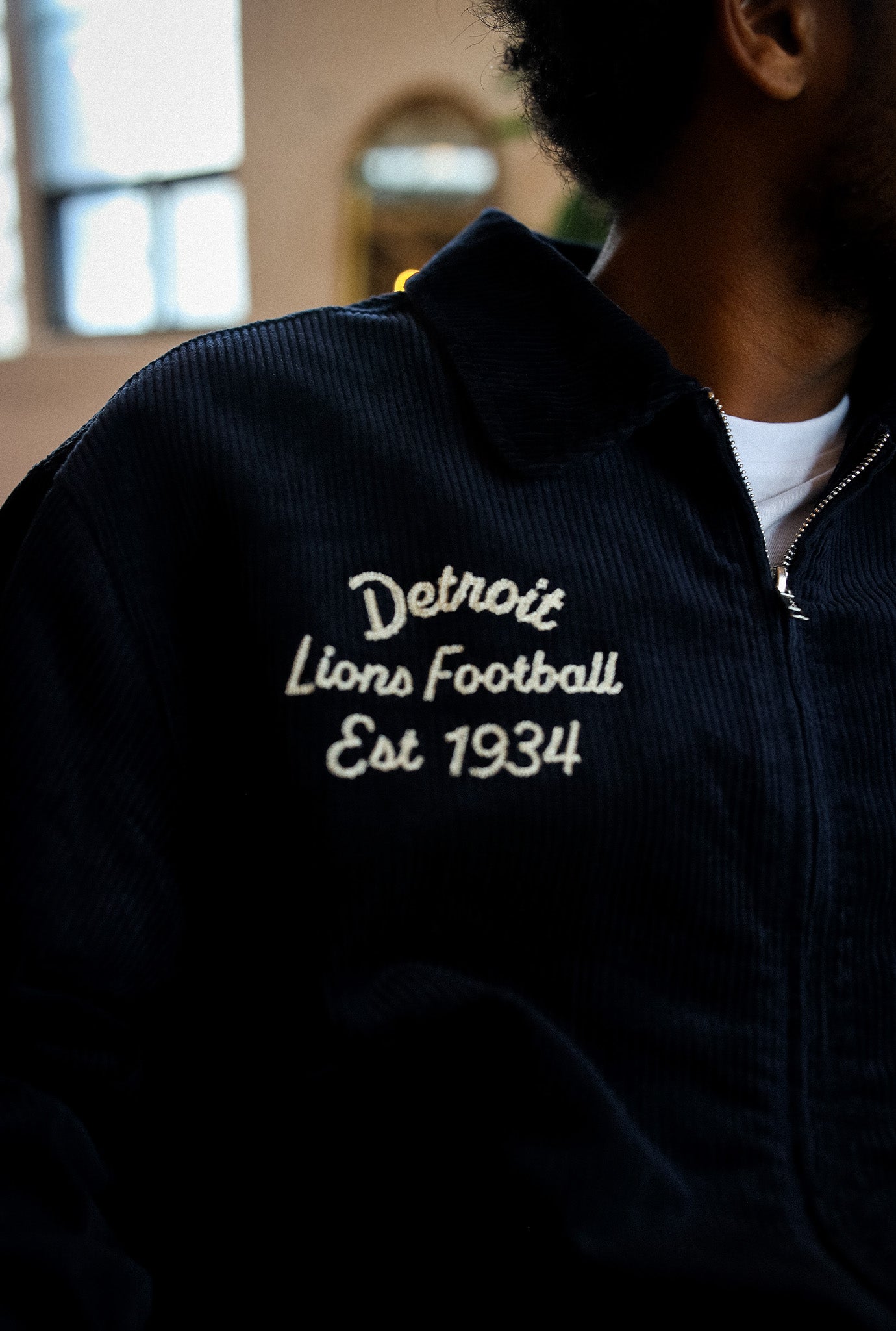 Detroit Lions Sport Through Texture Corduroy Jacket - True Navy