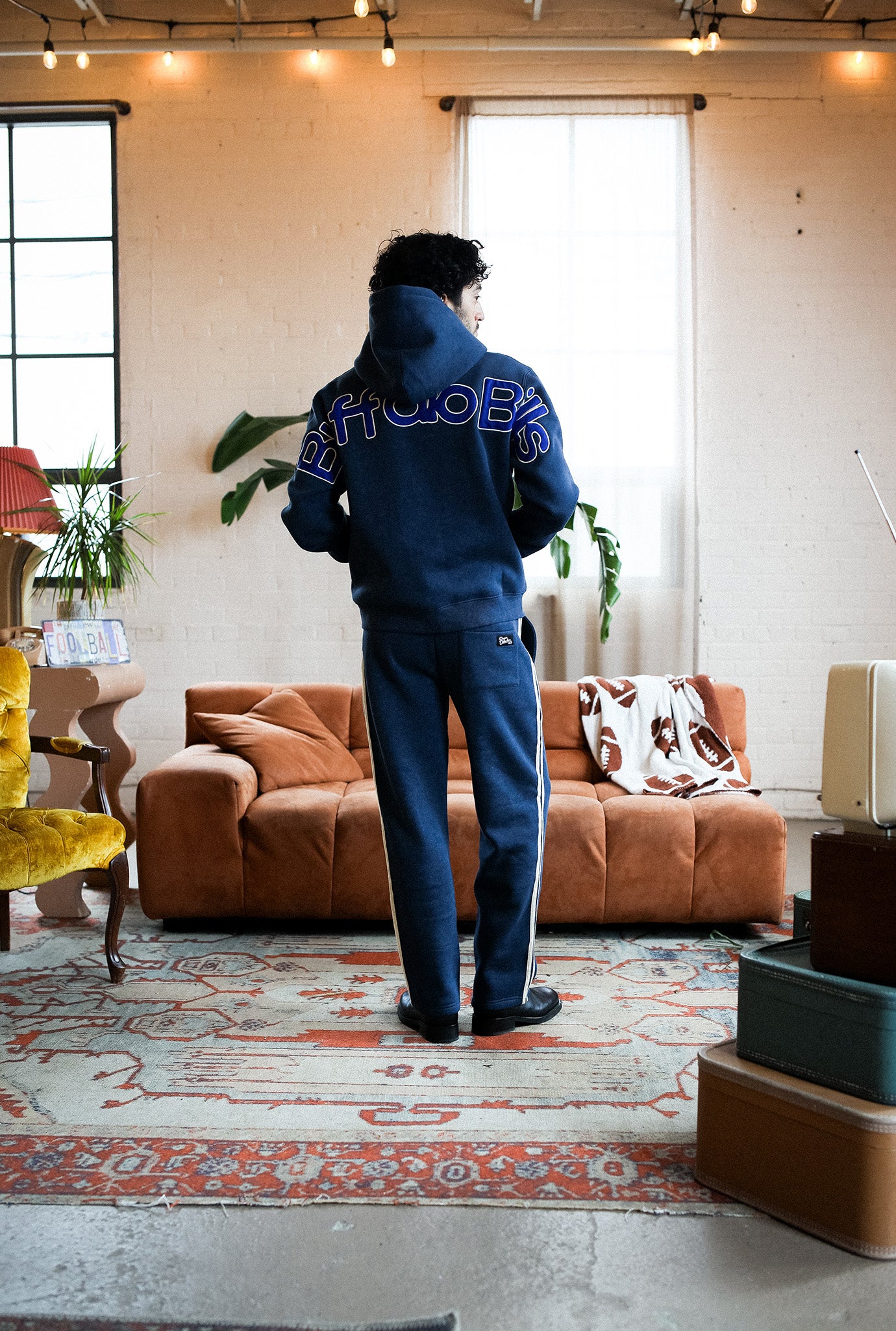 Buffalo Bills Sport Through Texture Garment Dye Track Pants - True Navy
