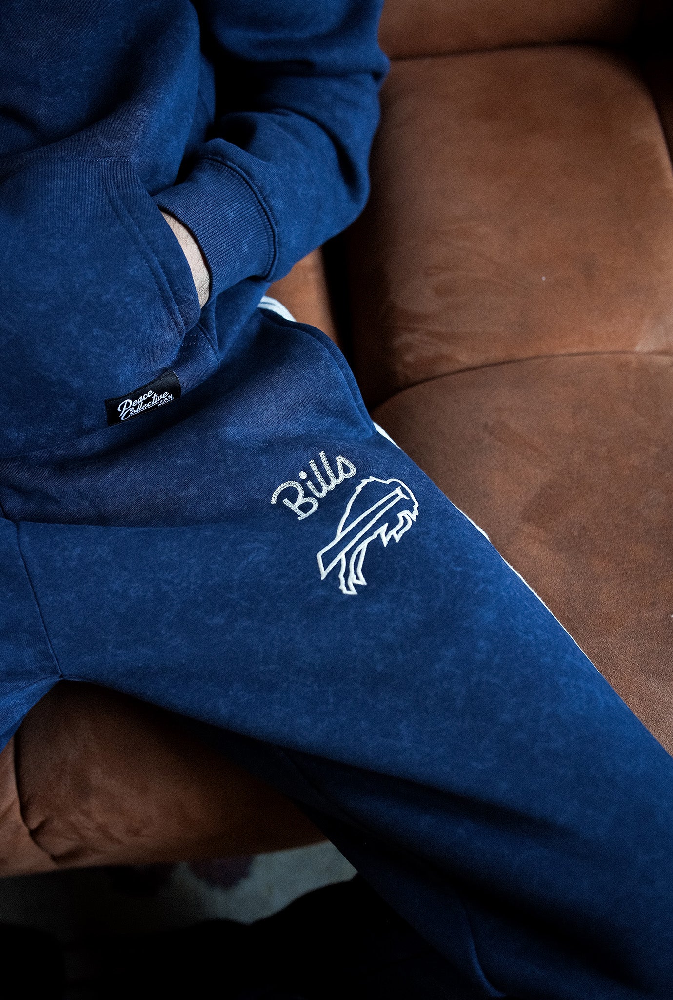 Buffalo Bills Sport Through Texture Garment Dye Track Pants - True Navy