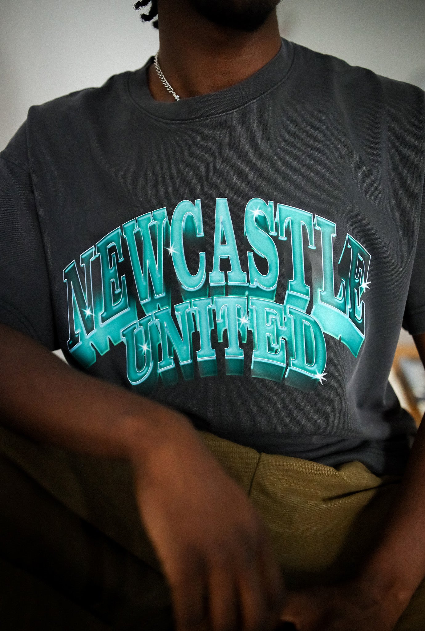 Newcastle United Graffiti Heavyweight Garment Dyed T-Shirt - Black