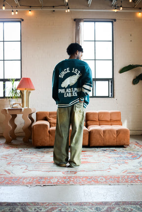 Philadelphia Eagles Fanleisure Knit Varsity Jacket - Midnight Green
