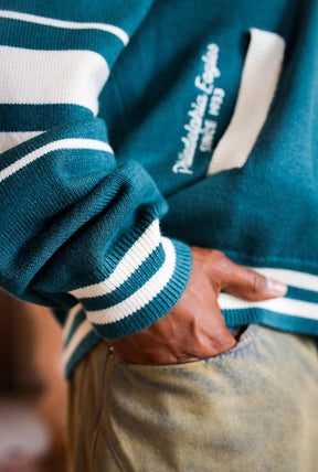 Philadelphia Eagles Fanleisure Knit Varsity Jacket - Midnight Green
