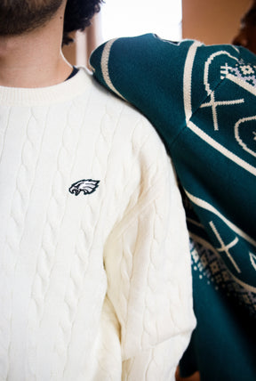 Philadelphia Eagles Fanleisure Micro Logo Knit Sweater - Ivory