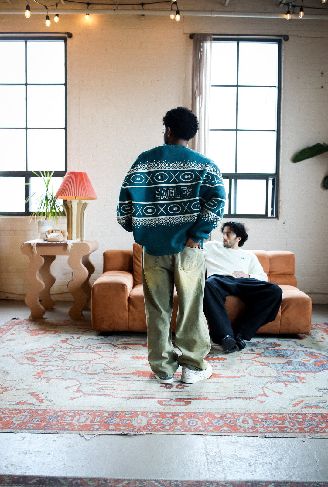 Philadelphia Eagles Vintage Clubhouse Fairisle Knit Sweater - Midnight Green