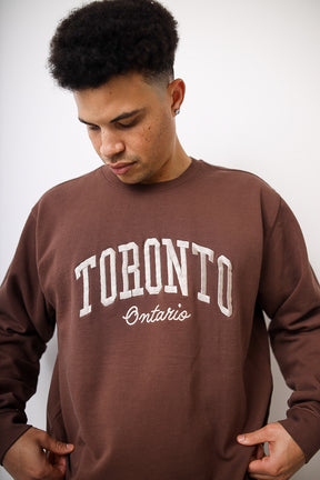 Pull ras du cou à pigments teints Toronto Tourist - Espresso