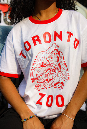 Toronto Zoo Orangutan Ringer T-Shirt - White / Red