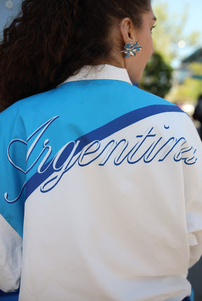 Argentina Windbreaker Jacket - White / Blue