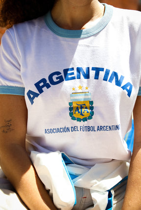 Argentinien Cropped Ringer T-Shirt - Weiß
