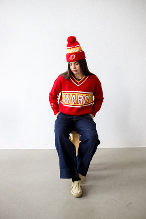 Ottawa Charge Womens V-Neck Knit Sweater - Red